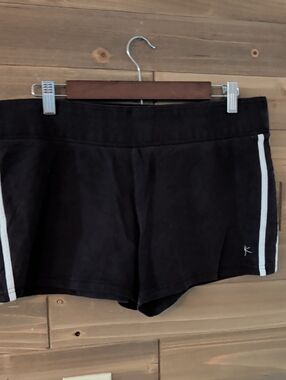 Danskin Now Black Athletic Shorts with White Side Stripes